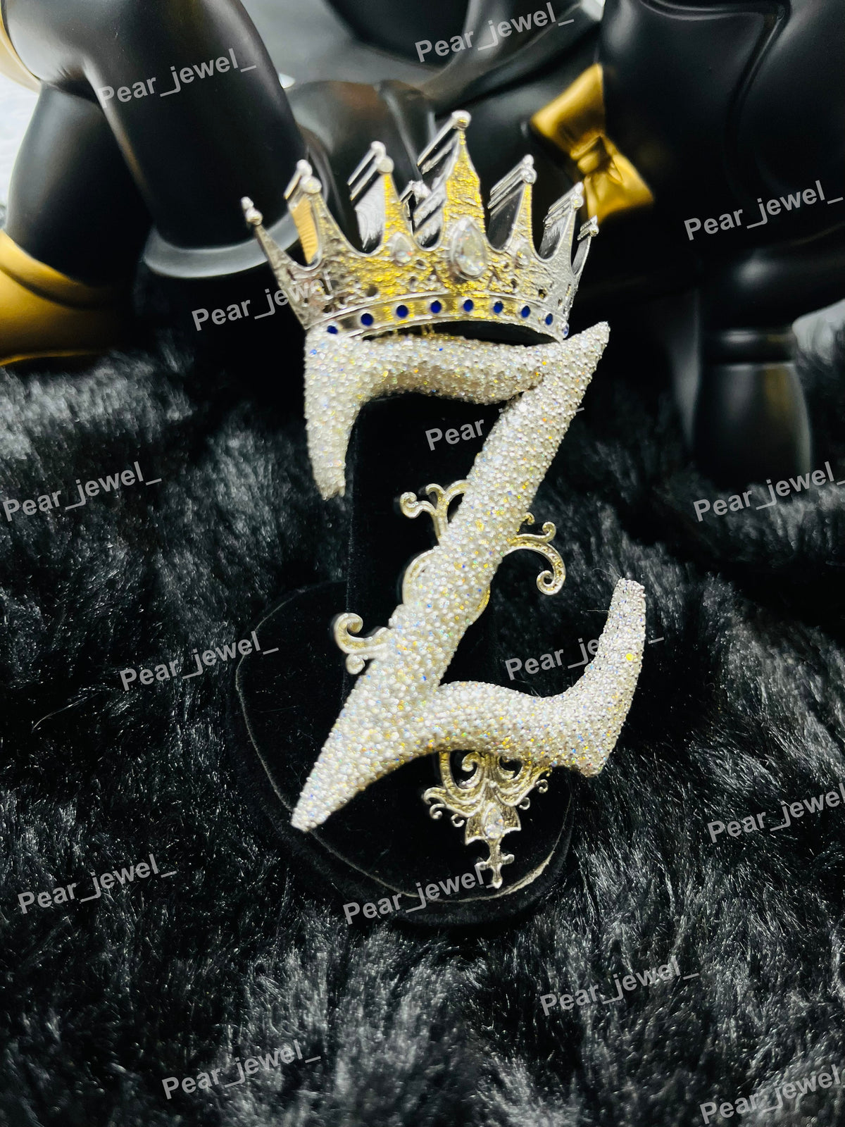 Iced Out Crown Personalize Z Pendant Moissanite Diamond Hip Hop Bling Necklace