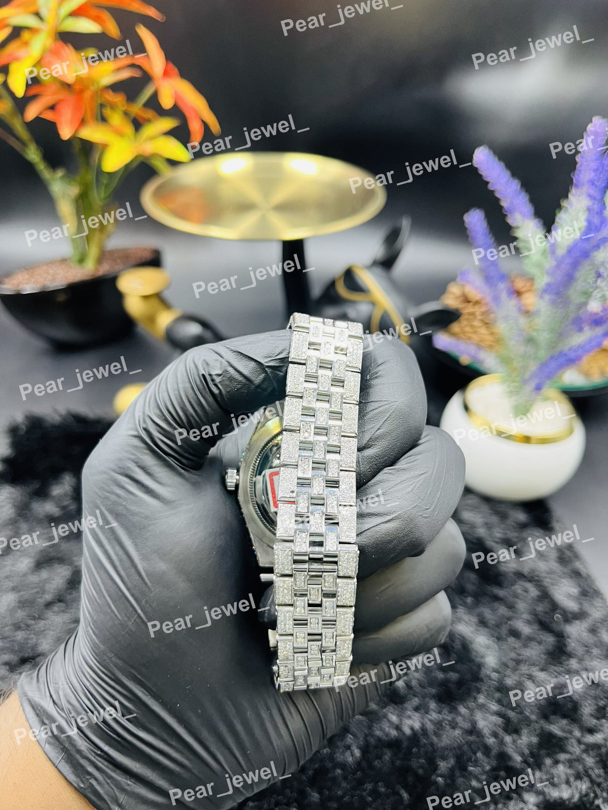 Iced Out Stainless Steel Luxury Wrist Watch Moissanite Diamond