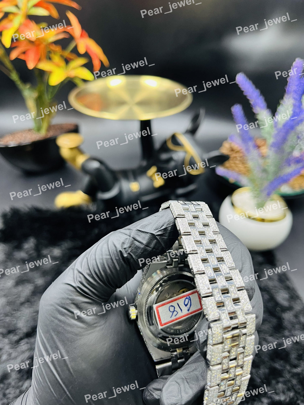 Iced Out Stainless Steel Luxury Wrist Watch Moissanite Diamond