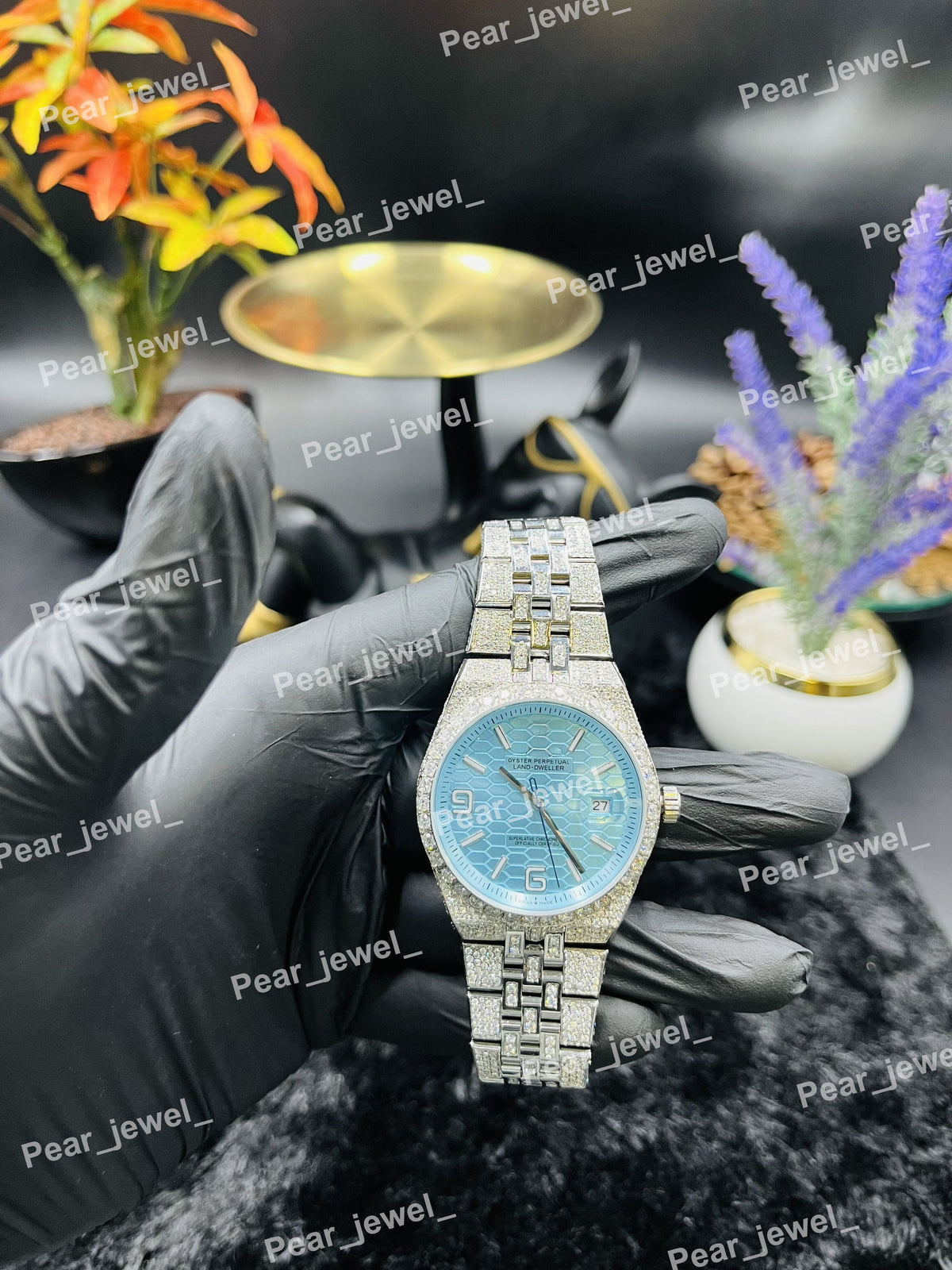 Iced Out Stainless Steel Luxury Wrist Watch Moissanite Diamond