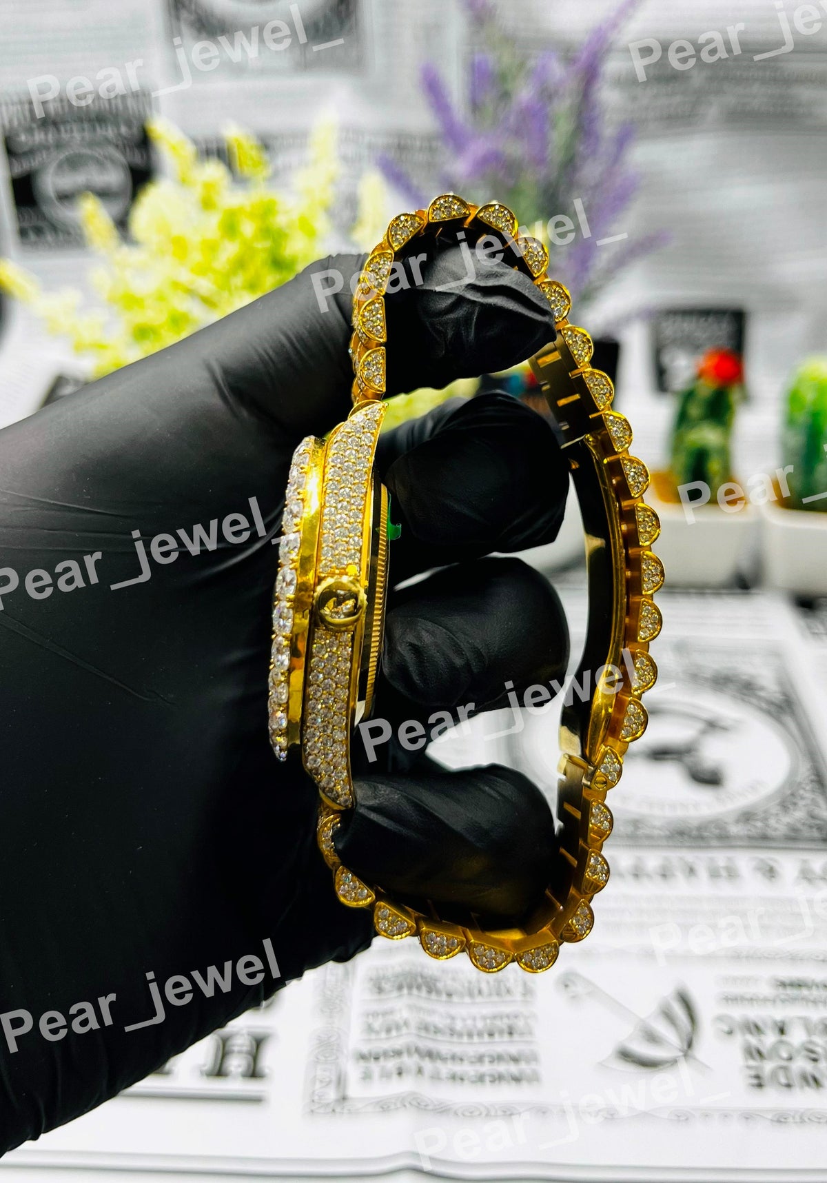 Iced Out Stainless Steel Moissanite Diamond Roman HipHop Watch