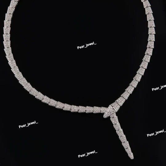 Silver Moissanite Diamond Tennis Lariat Necklaces