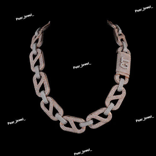 925 Silver VVS Moissanite Cuben Link Chain For Unisex