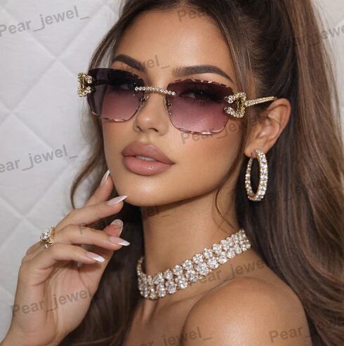 VVS Moissanite Diamond Silver Rimless Sunglasses Iced Out Glasses