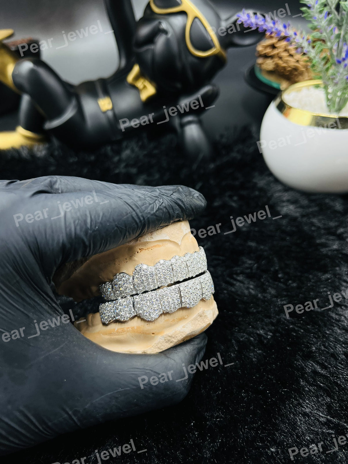 Iced Out Silver Grillz Hip Hop Diamond Teeth Caps Bling