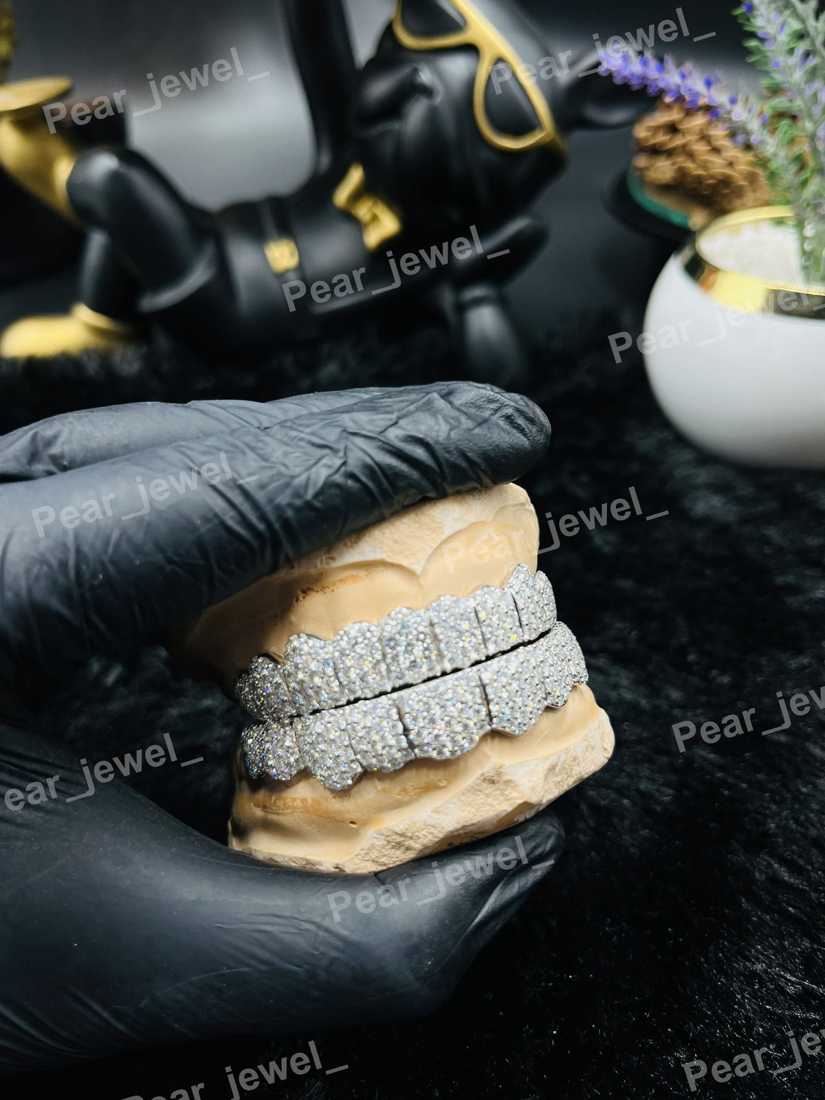 Iced Out Silver Grillz Hip Hop Diamond Teeth Caps Bling