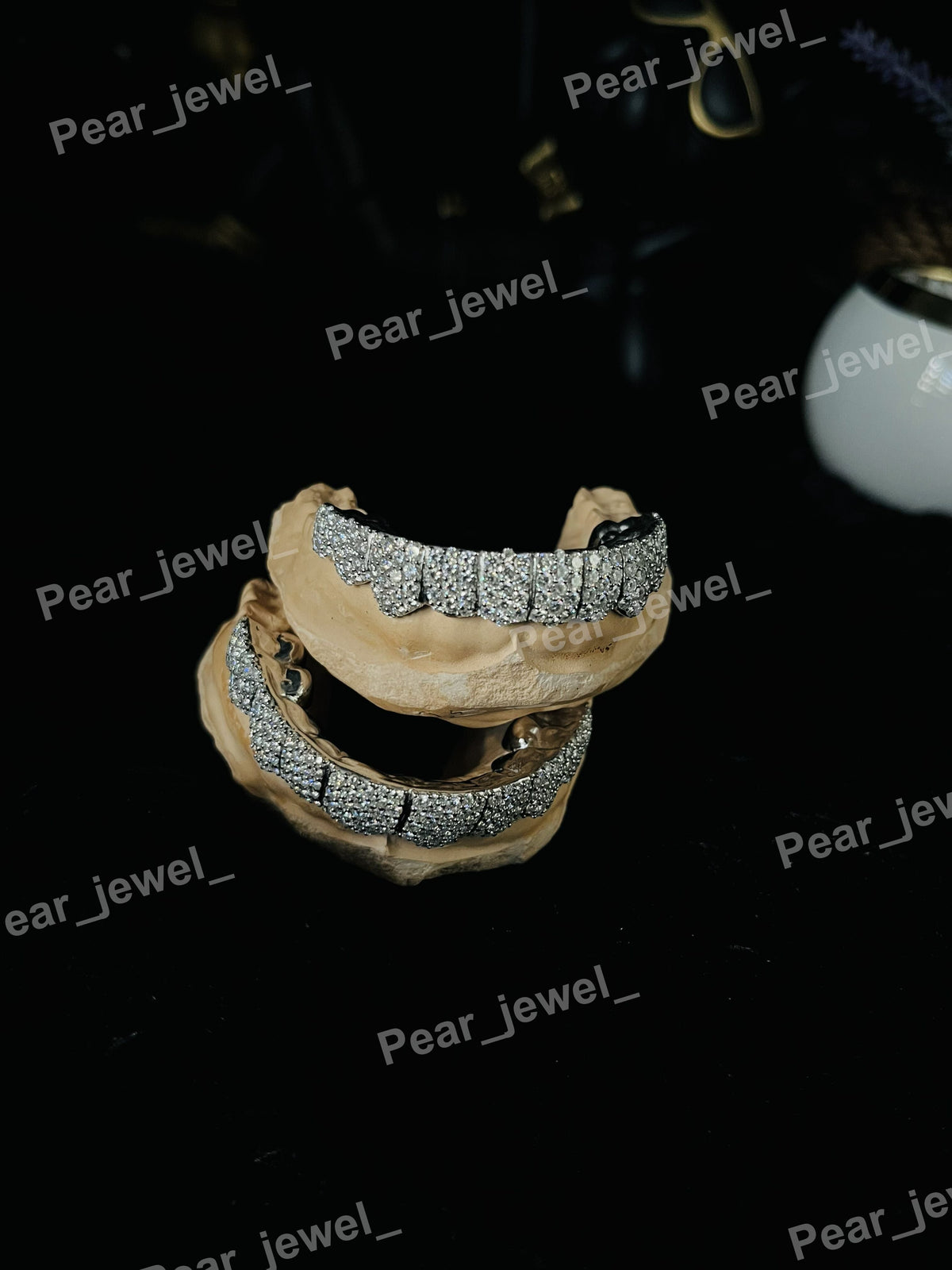 Iced Out Silver Grillz Hip Hop Diamond Teeth Caps Bling
