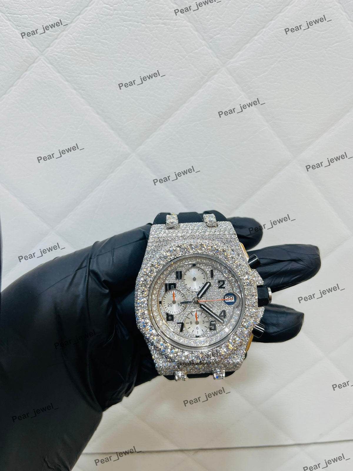 Iced Out Stainless Steel Wrist Watch VVS Moissanite Diamond Luxury Watch