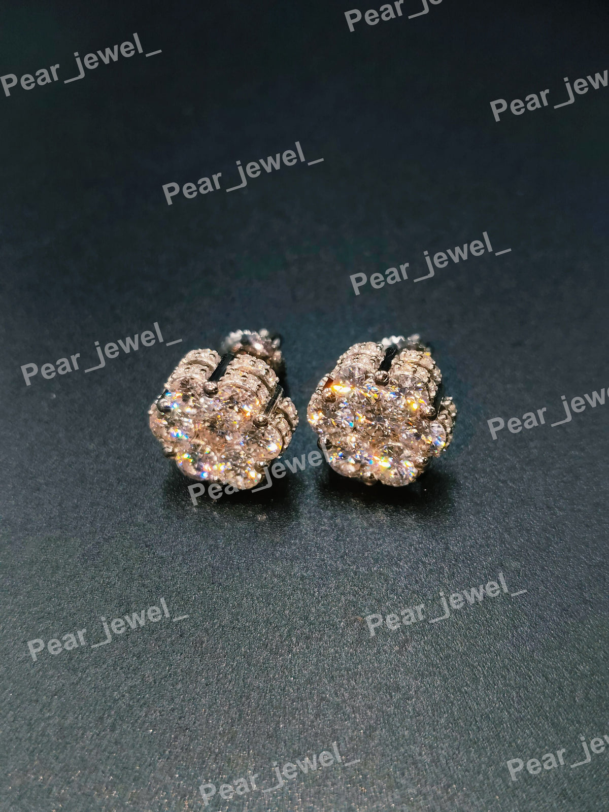 Iced Out Silver Moissanite Cluster Stud Earring For Women