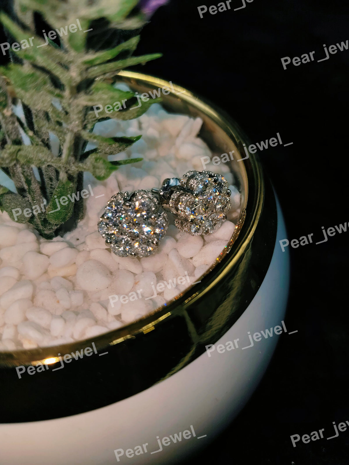 Iced Out Silver Moissanite Cluster Stud Earring For Women