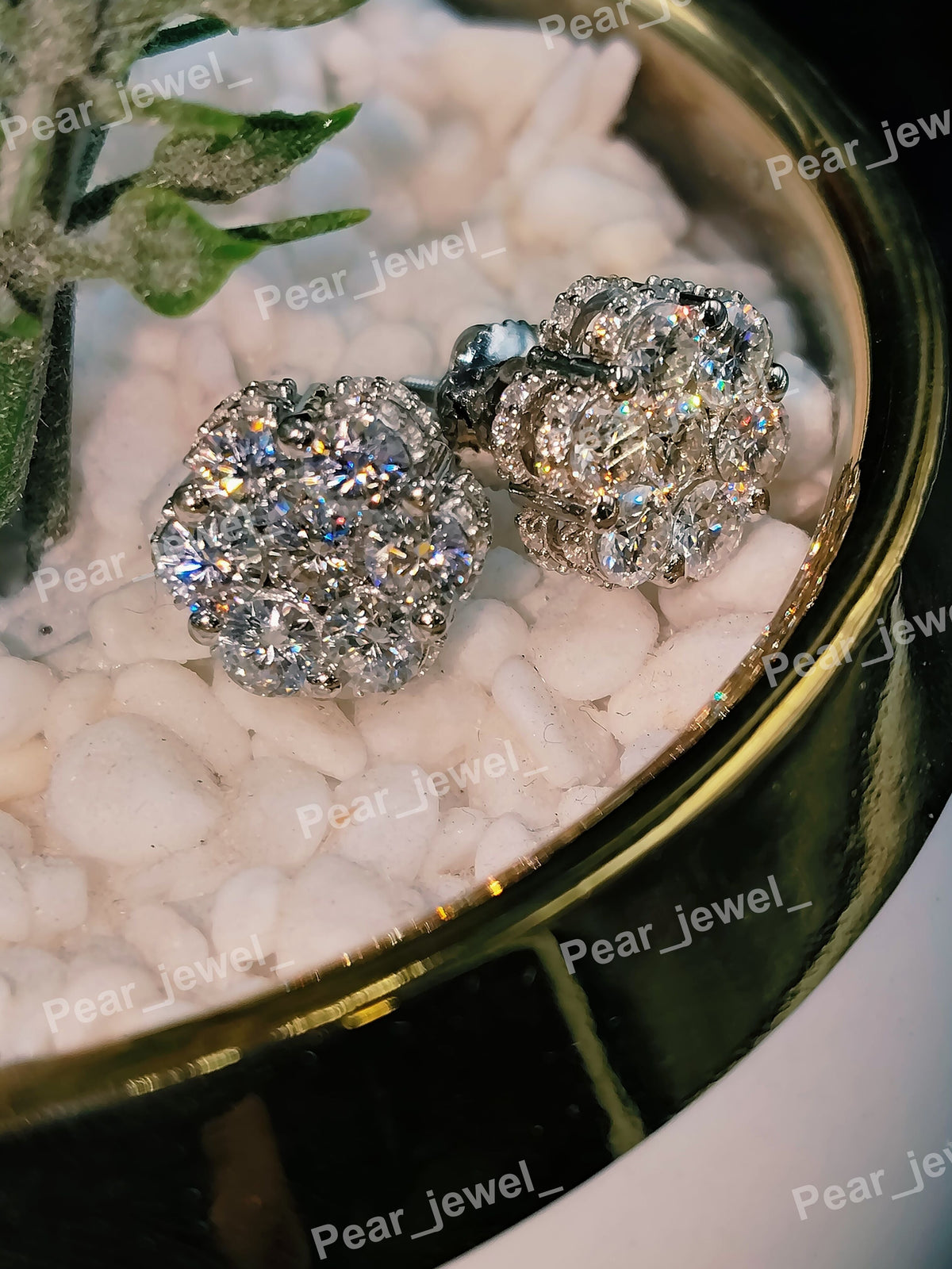 Iced Out Silver Moissanite Cluster Stud Earring For Women
