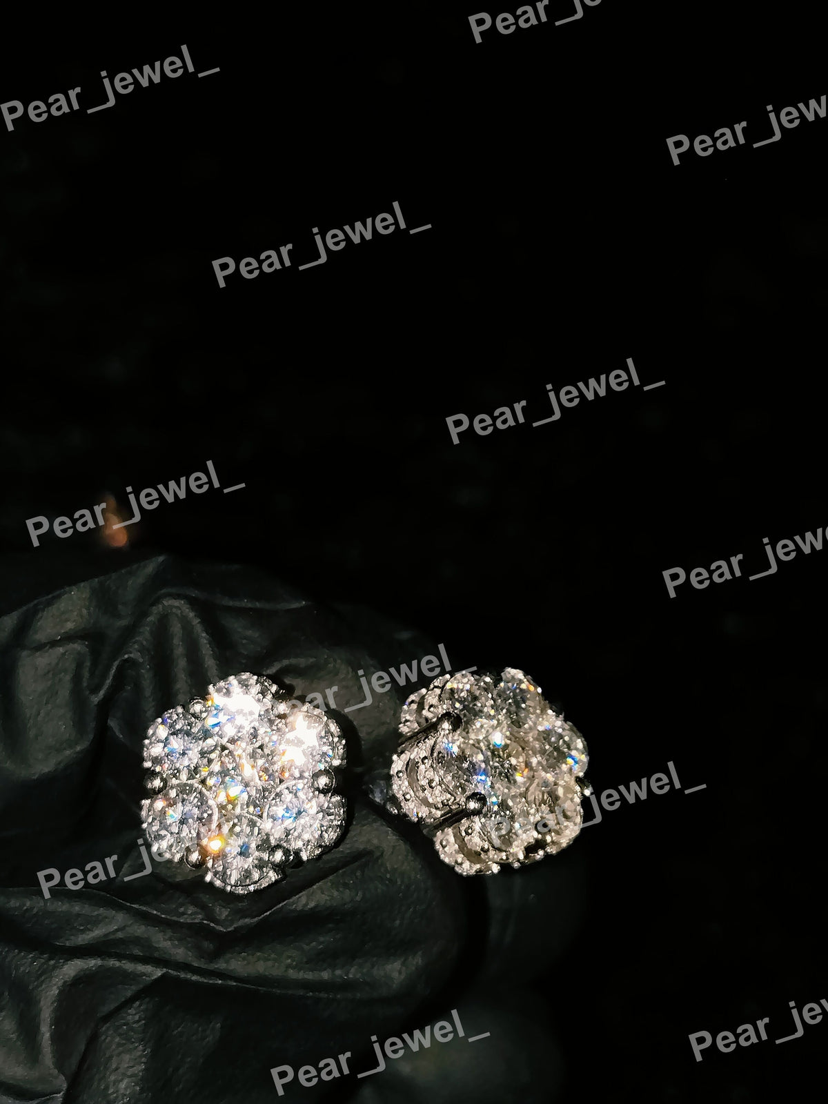 Iced Out Silver Moissanite Cluster Stud Earring For Women