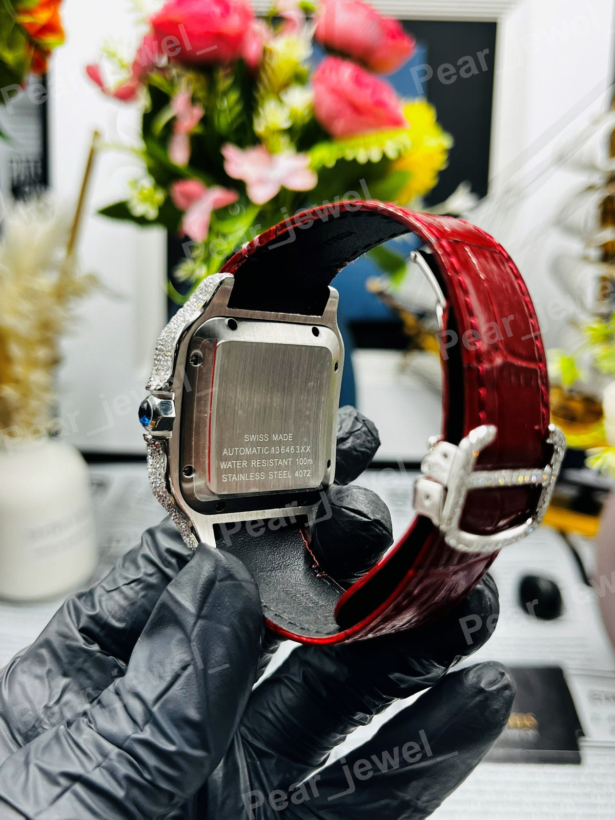 Arabic Moissanite Diamond Case Dial Iced Out Hip Hop Bling Wrist Watch