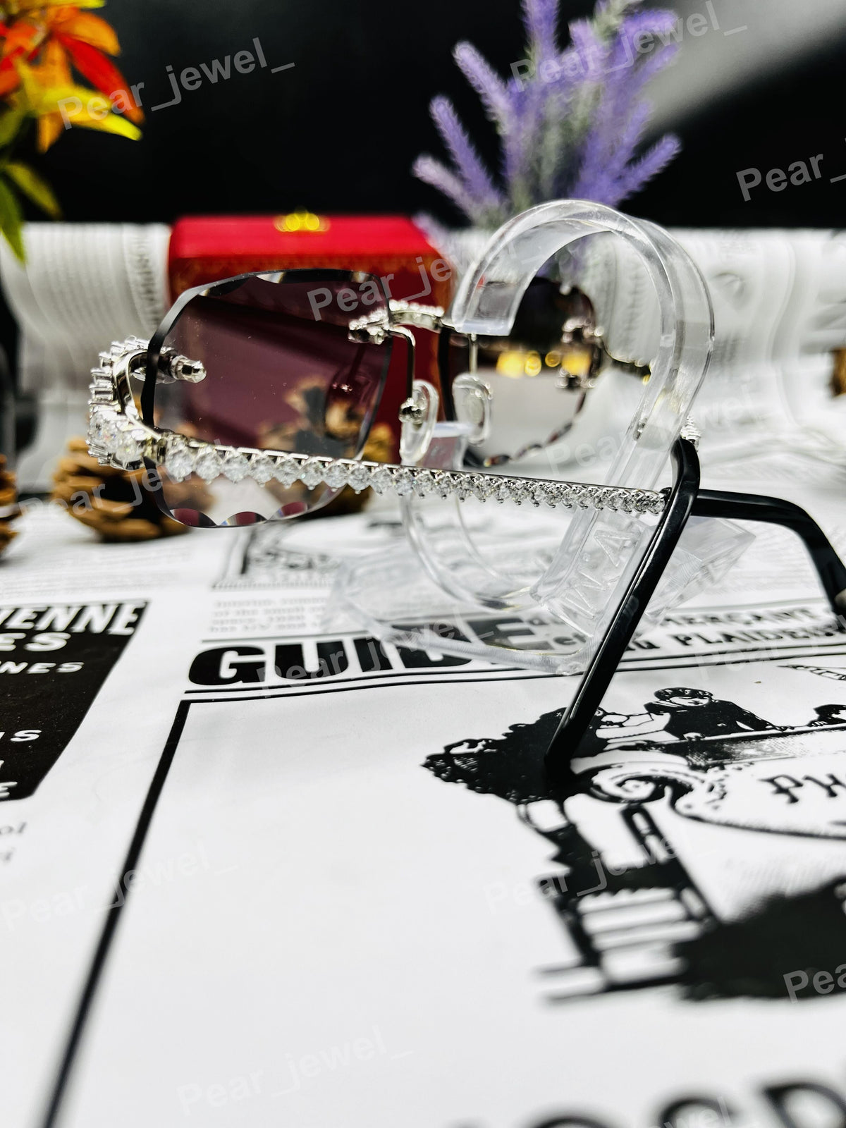 Iced Out Silver Glasses Luxury Moissanite Diamond Hip Hop Sunglasses