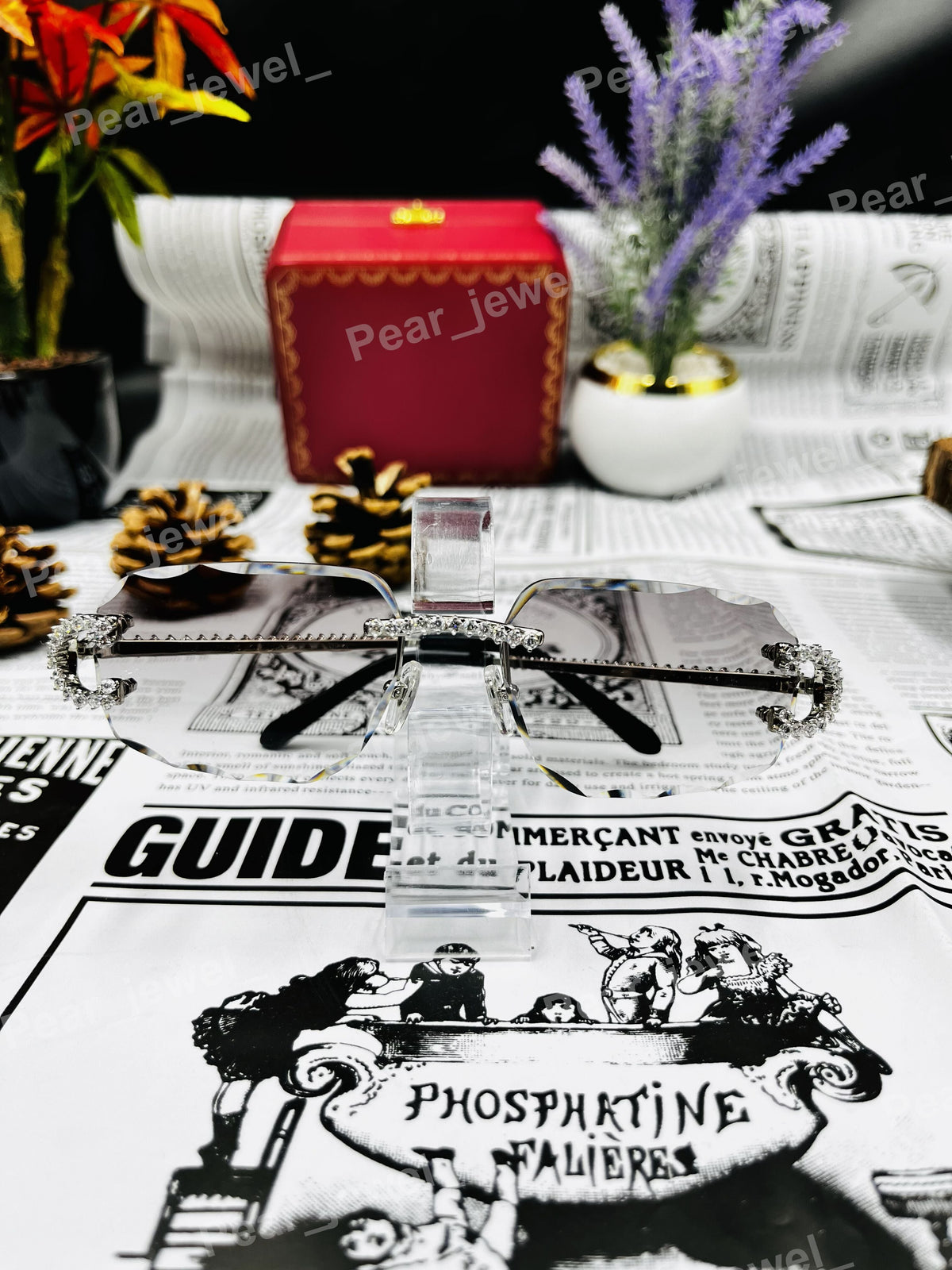 Iced Out Silver Glasses Luxury Moissanite Diamond Hip Hop Sunglasses
