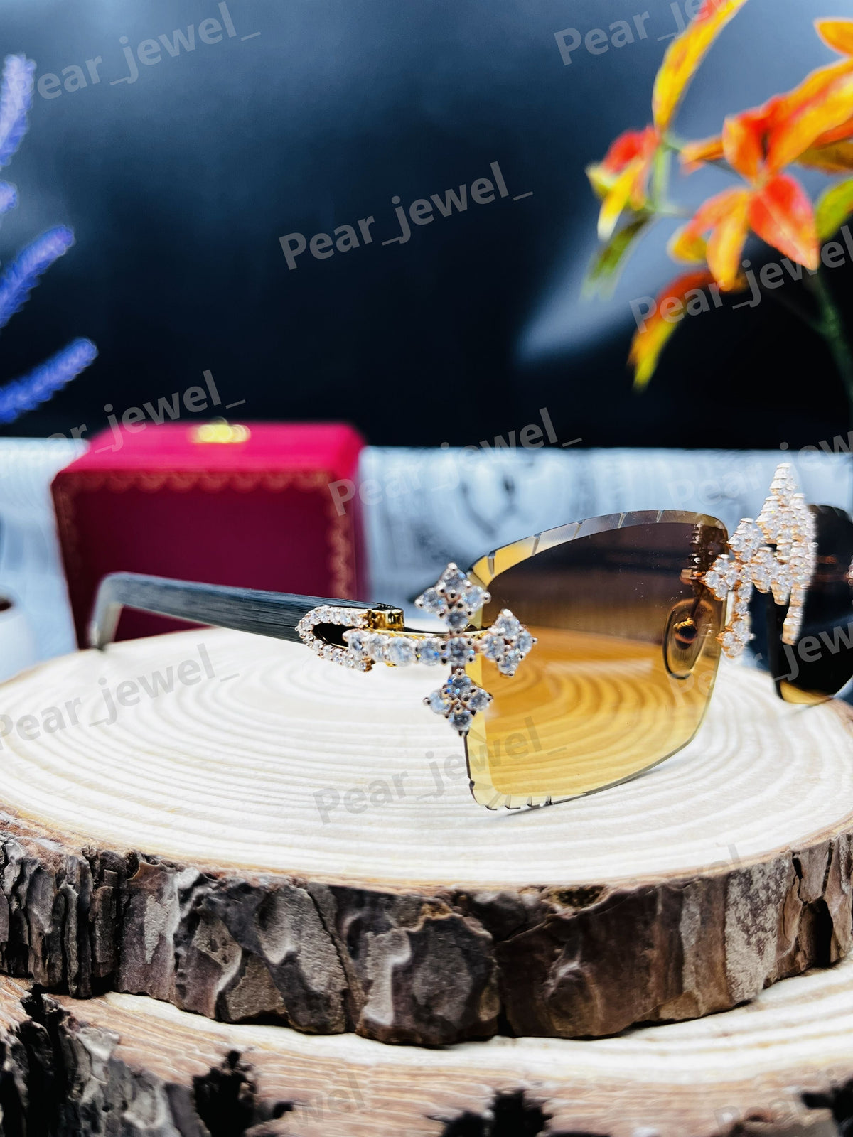 Silver Iced Out Cross Sunglasses VVS Moissanite Diamond Desginer Glasses