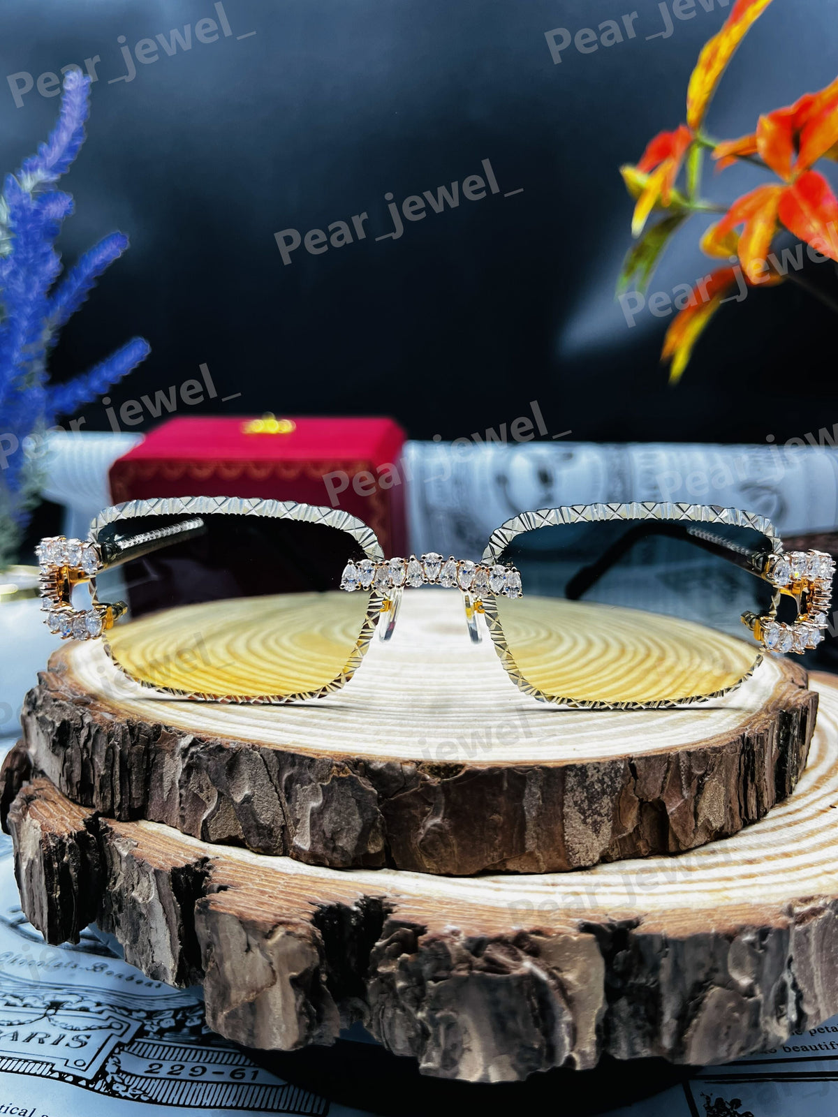 Iced Out 925 Silver Rimless Glasses Pear Cut Moissanite Unique Cut Sunglasses