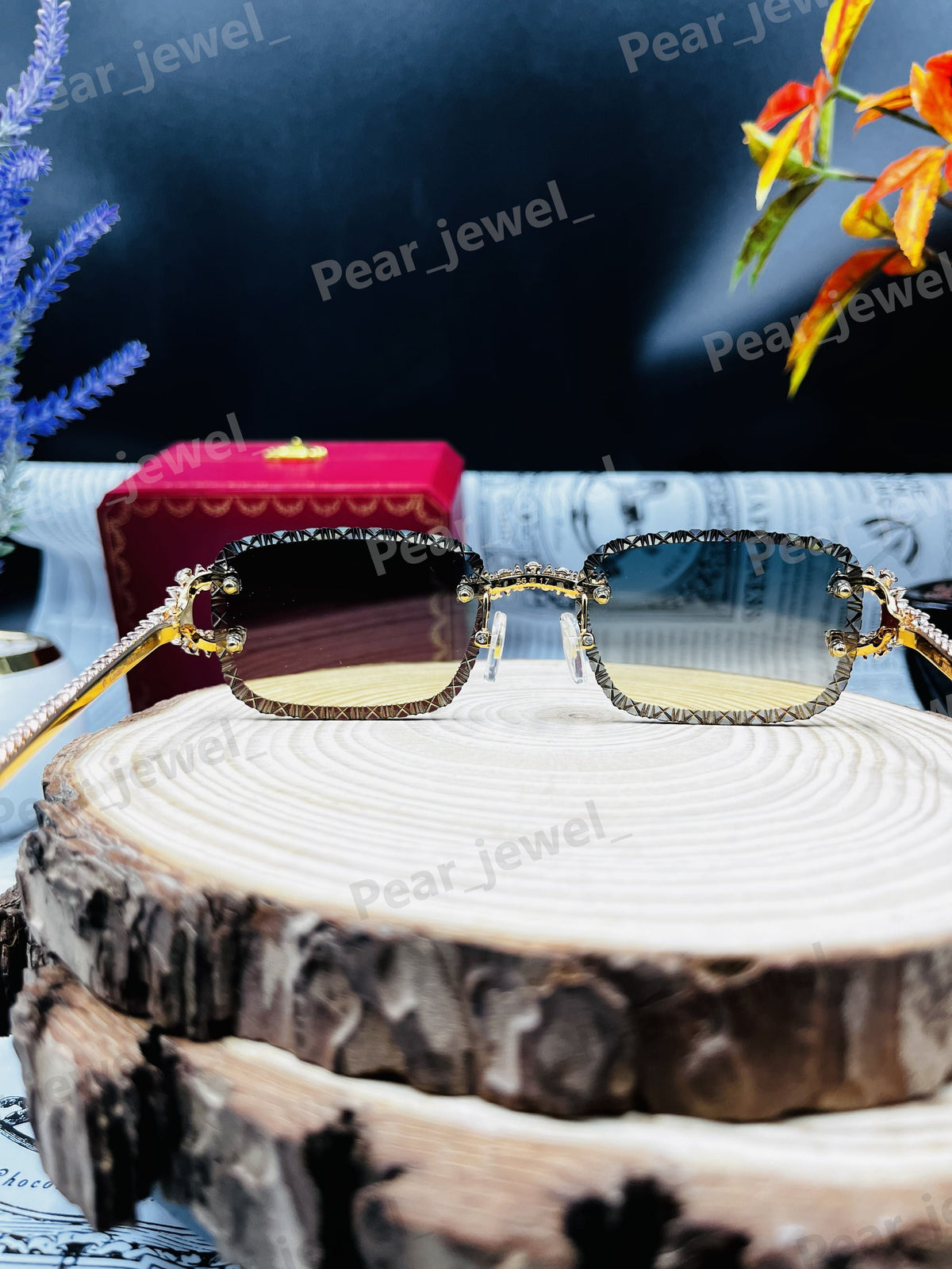 Iced Out 925 Silver Rimless Glasses Pear Cut Moissanite Unique Cut Sunglasses