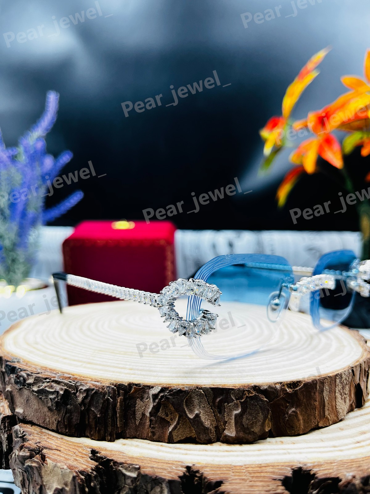 925 Silver Iced Out Pear Cut Moissanite Diamond Unique Cut In Lens