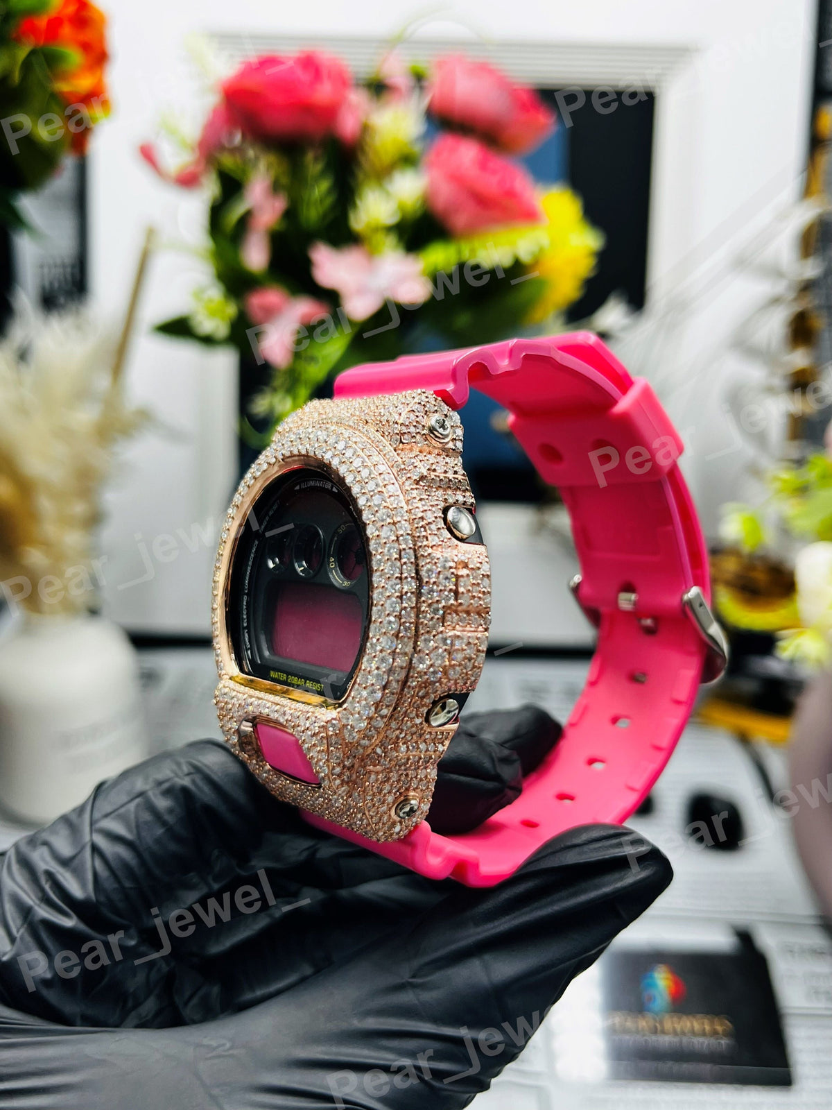 Iced Out Round Cut Moissanite Diamond Case Dial Hip Hop Bling Watch