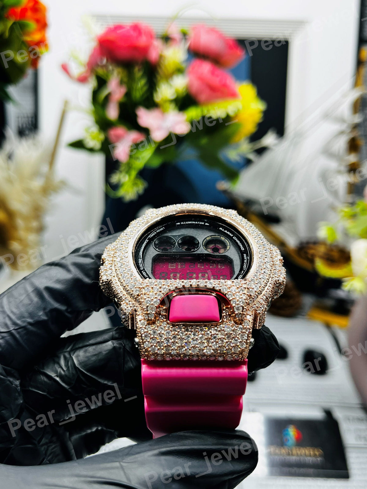 Iced Out Round Cut Moissanite Diamond Case Dial Hip Hop Bling Watch