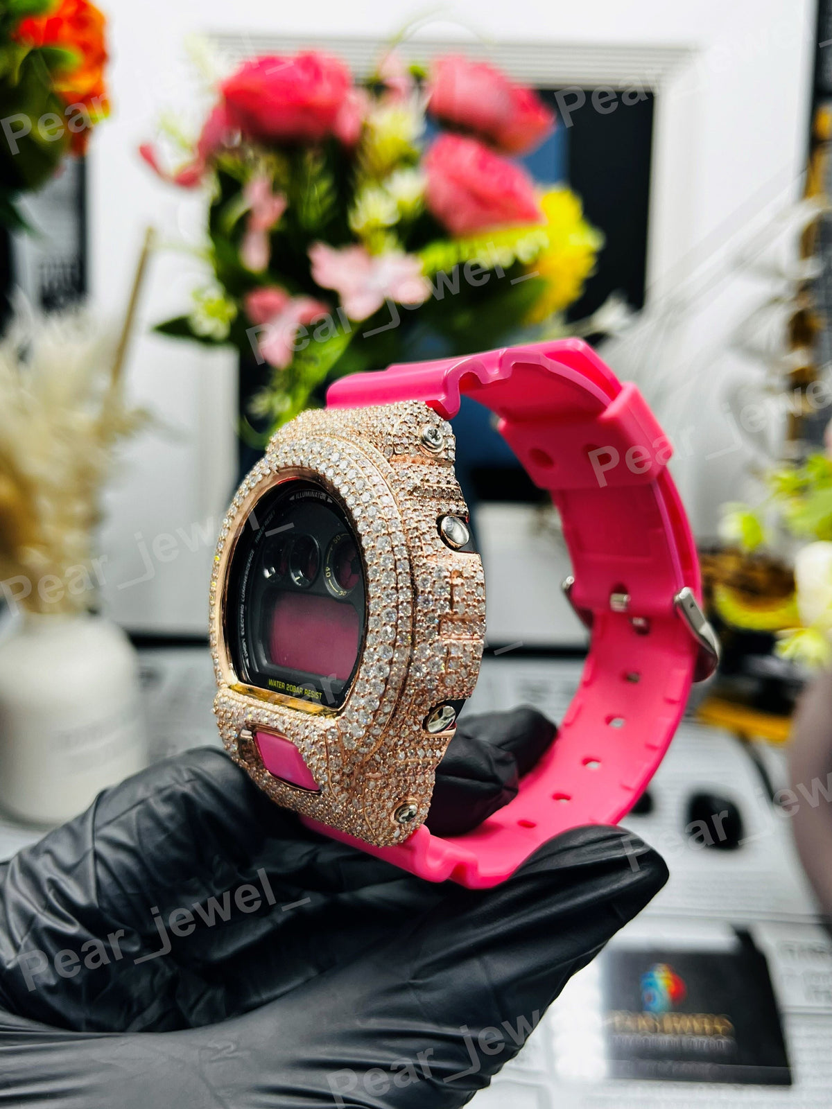 Iced Out Round Cut Moissanite Diamond Case Dial Hip Hop Bling Watch