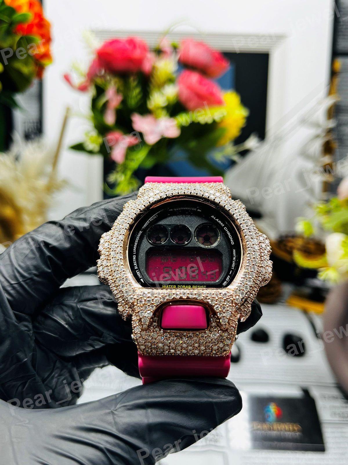 Iced Out Round Cut Moissanite Diamond Case Dial Hip Hop Bling Watch