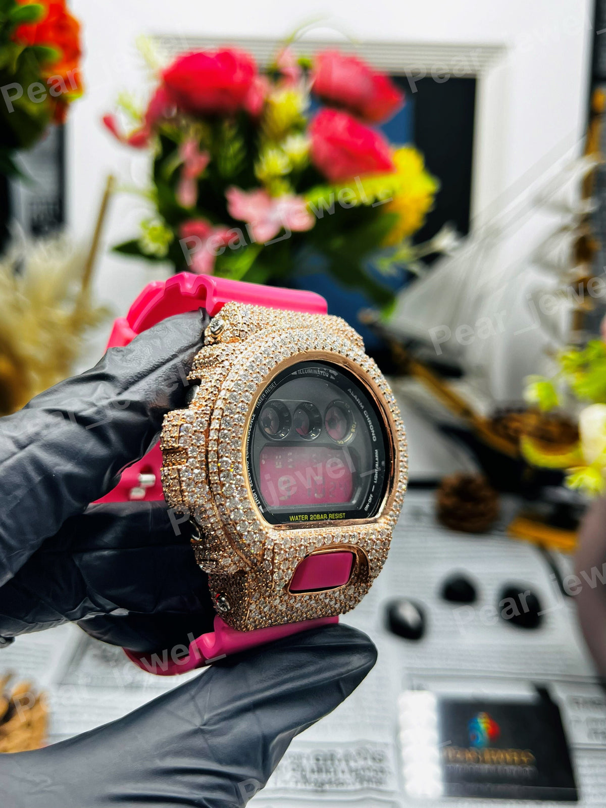 Iced Out Round Cut Moissanite Diamond Case Dial Hip Hop Bling Watch