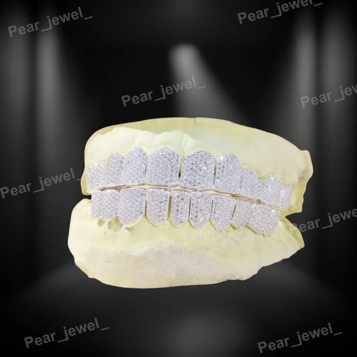 925 Silver Iced Out Moissanite Diamond Hip Hop Grillz