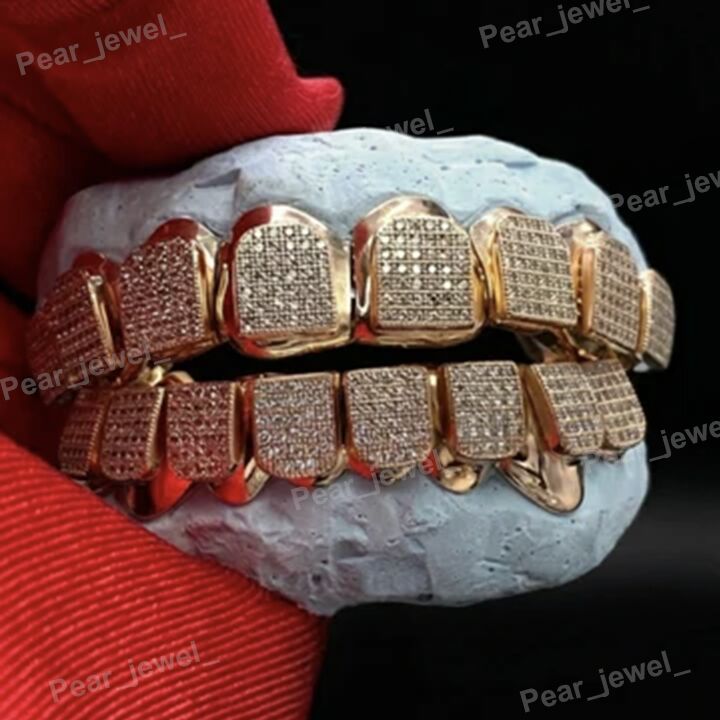 Iced Out 925 Silver Grillz Moissanite Diamond HipHop Style