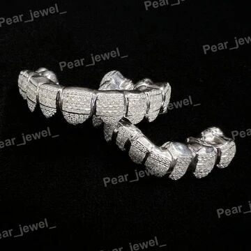 925 Silver Iced Out Custom Moissanite Diamond Hip Hop Teeth Grillz