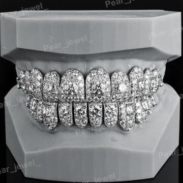Silver Iced Out Grillz 925 Silver Custom Moissanite Diamond Hip Hop Teeth