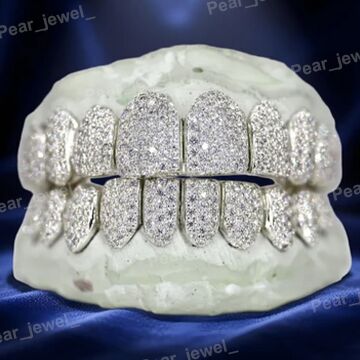 Silver Iced Out VVS Moissanite Diamond Custom Hip Hop Teeth Statement Jewelry