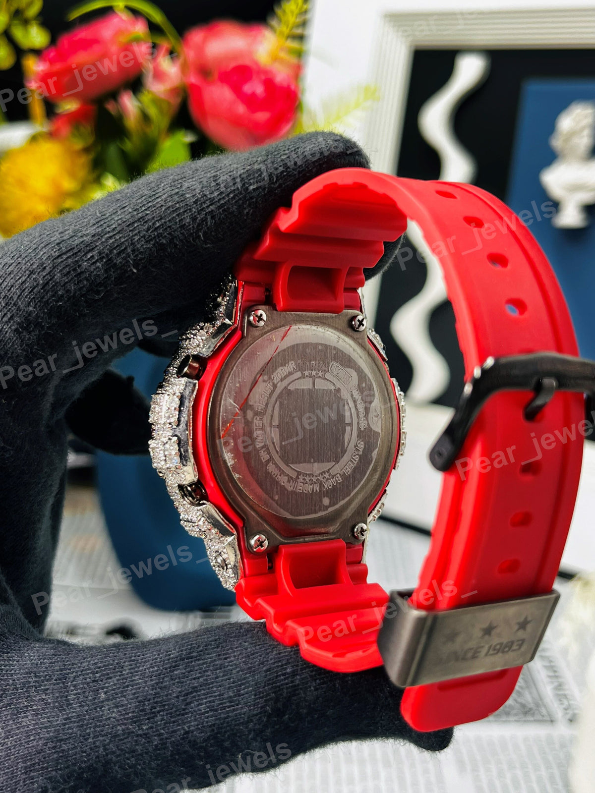 Iced Out Round Cut Moissanite Diamond Bezel Bust Down Men's Watch