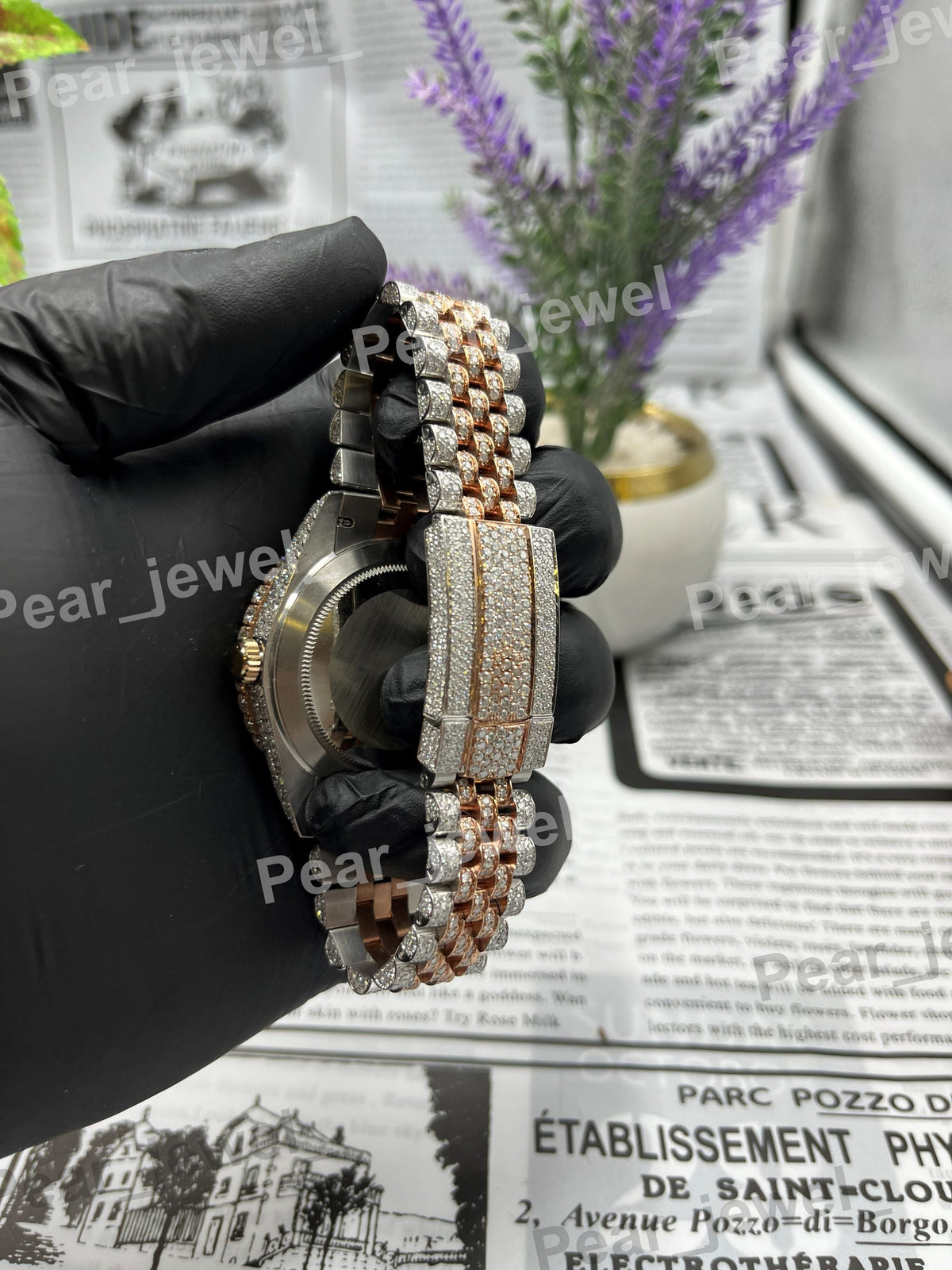 Iced Out Stainless Steel Arabic Case Dial VVS Moissanite Wacth Bust Down Watch