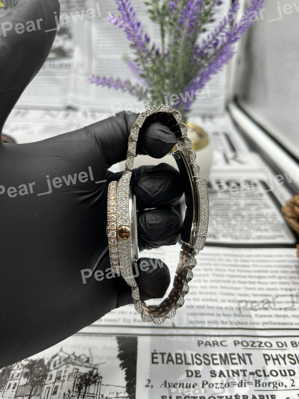 Iced Out Stainless Steel Arabic Case Dial VVS Moissanite Wacth Bust Down Watch