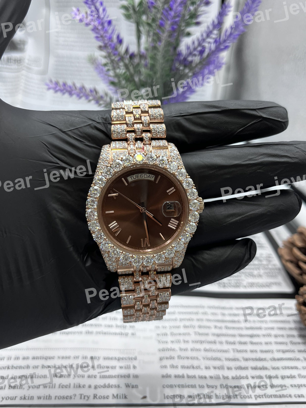 Stainless Steel Iced Out VVS Moissanite Diamond Luxury Wrist Watch For Unisex Wear