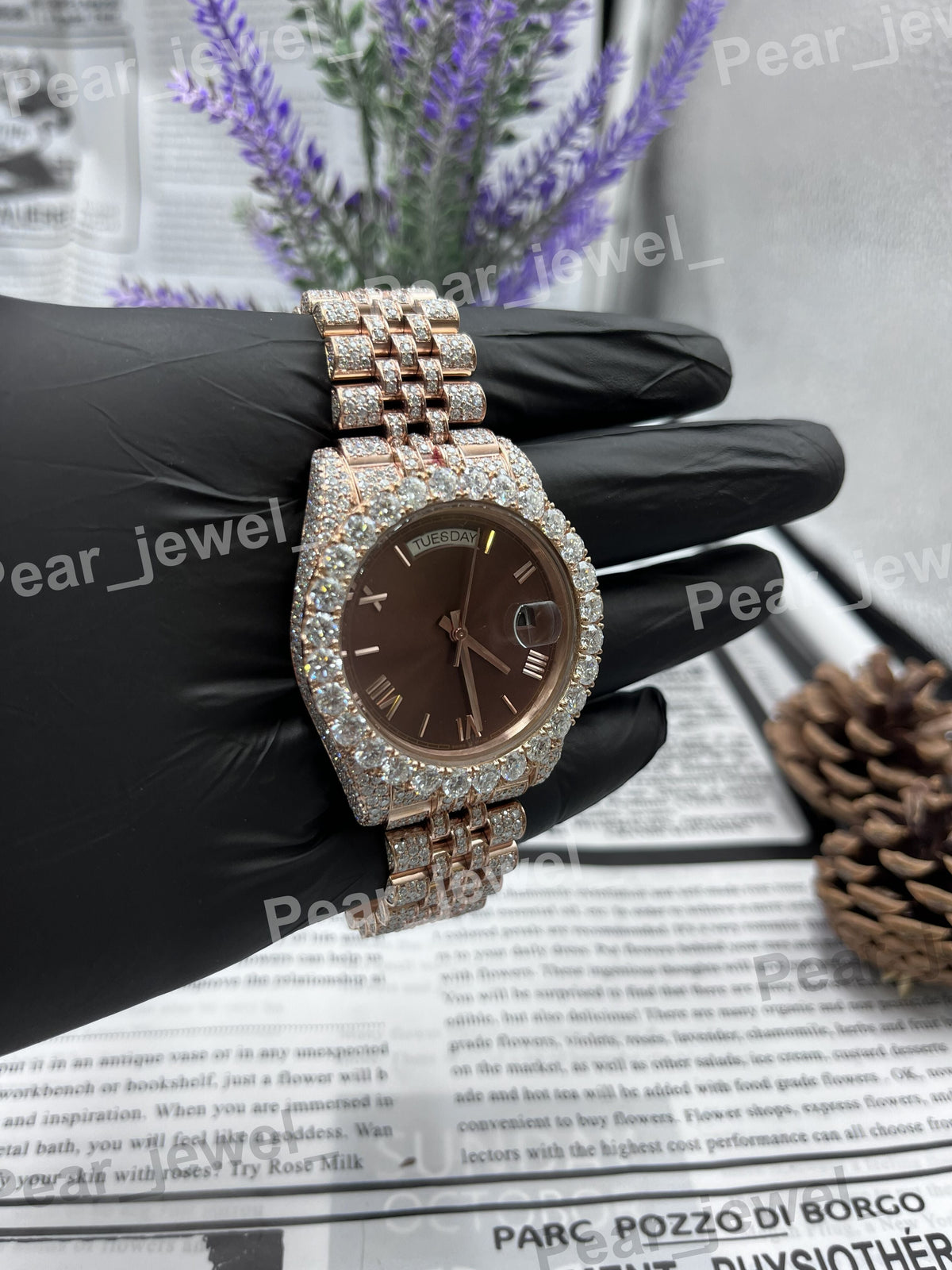 Stainless Steel Iced Out VVS Moissanite Diamond Luxury Wrist Watch For Unisex Wear