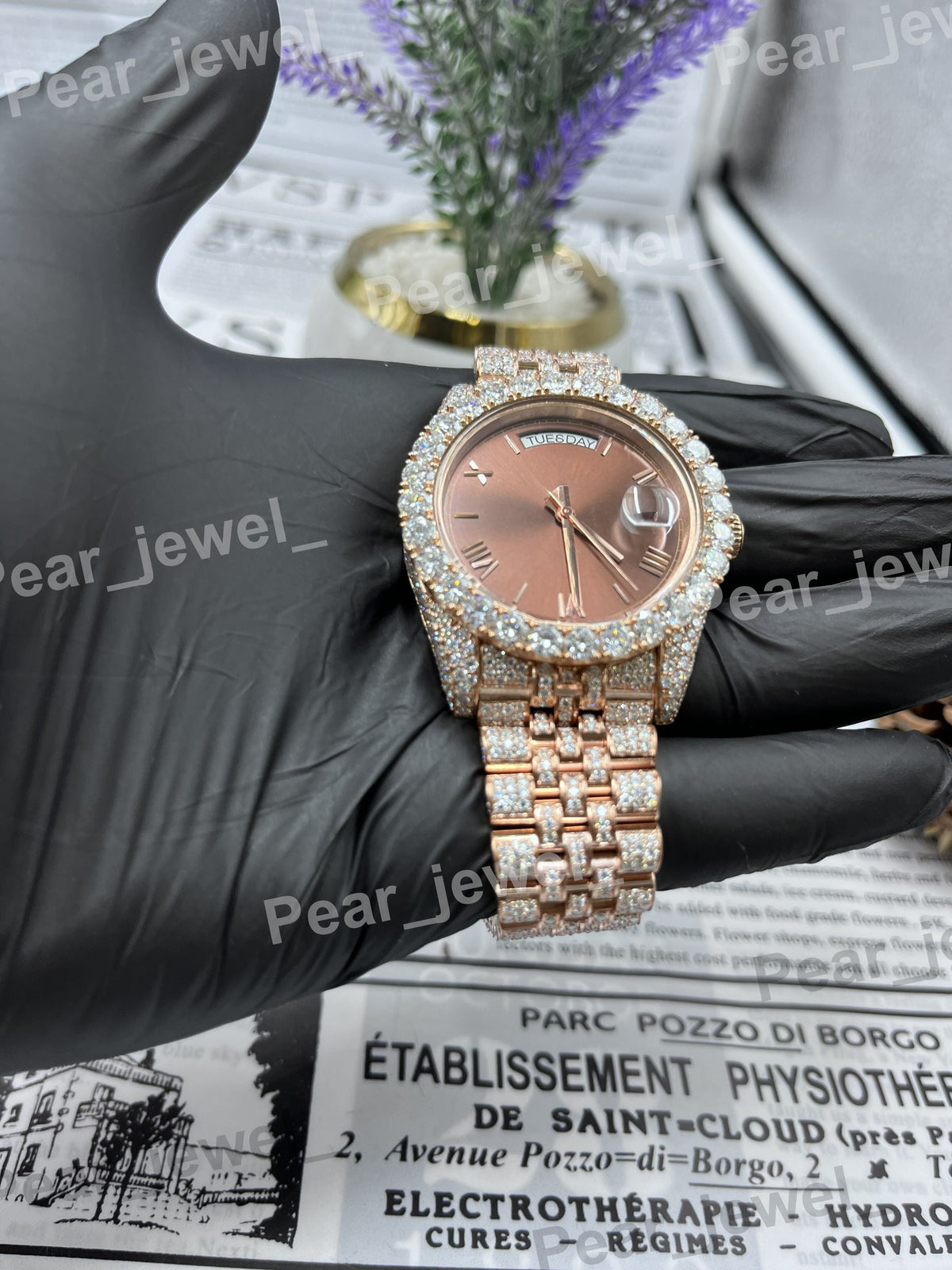Stainless Steel Iced Out VVS Moissanite Diamond Luxury Wrist Watch For Unisex Wear