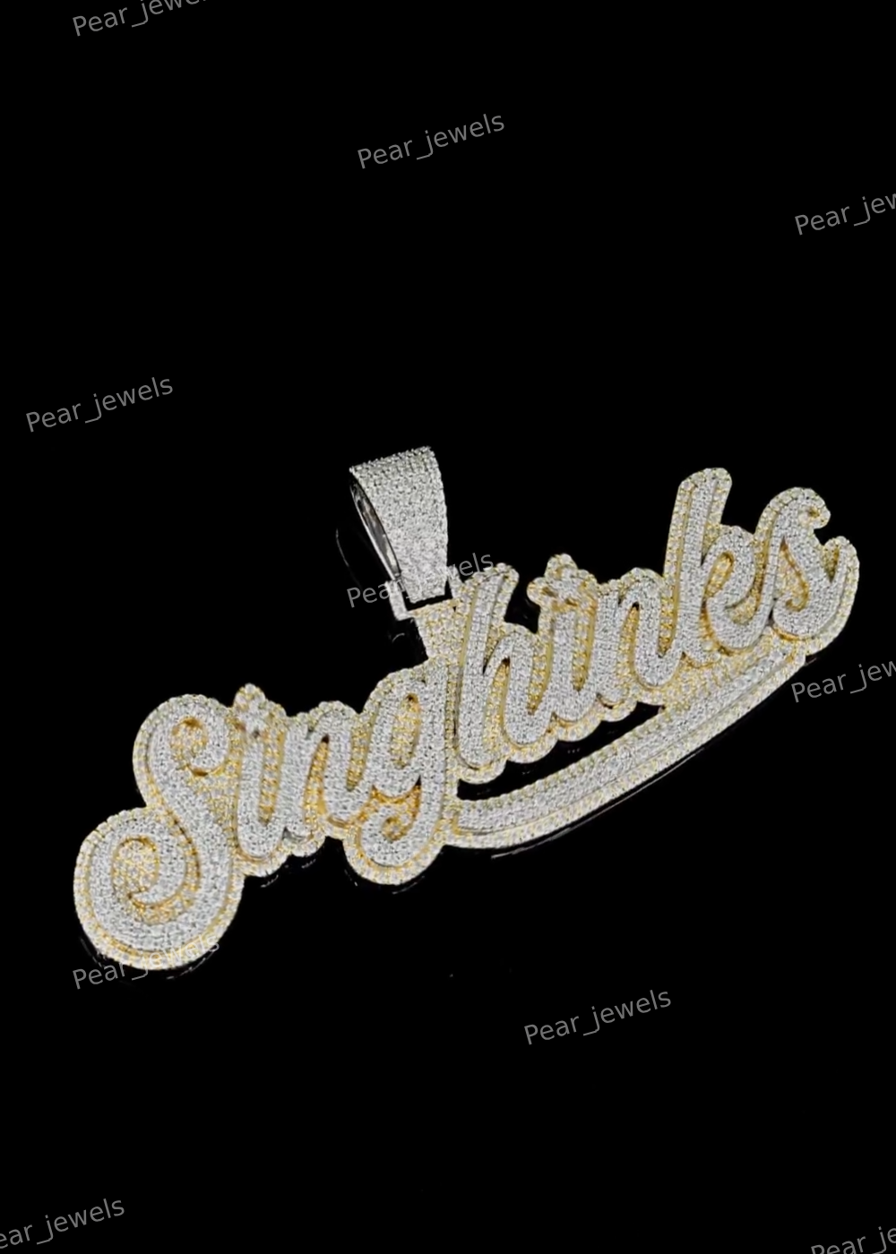 925 Sterling Silver Iced Out Custom Letter Rhodium Plated VVS Moissanite Pendant