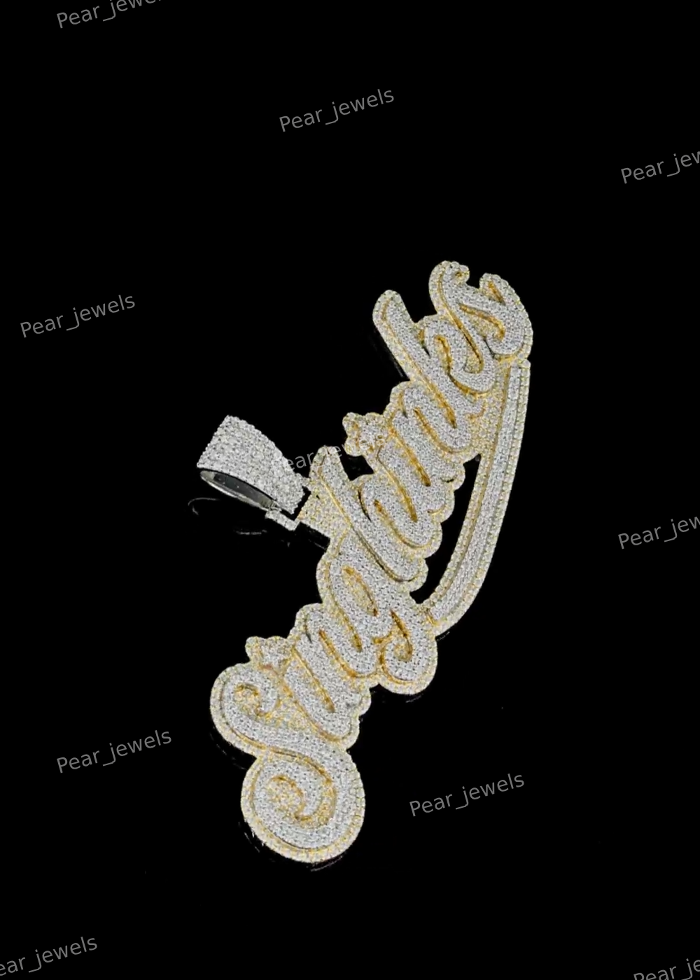 925 Sterling Silver Iced Out Custom Letter Rhodium Plated VVS Moissanite Pendant