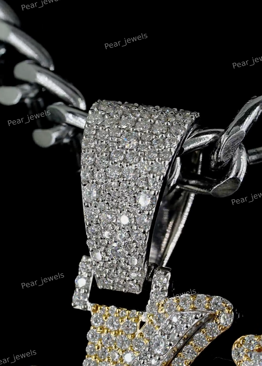 925 Sterling Silver Iced Out Custom Letter Rhodium Plated VVS Moissanite Pendant