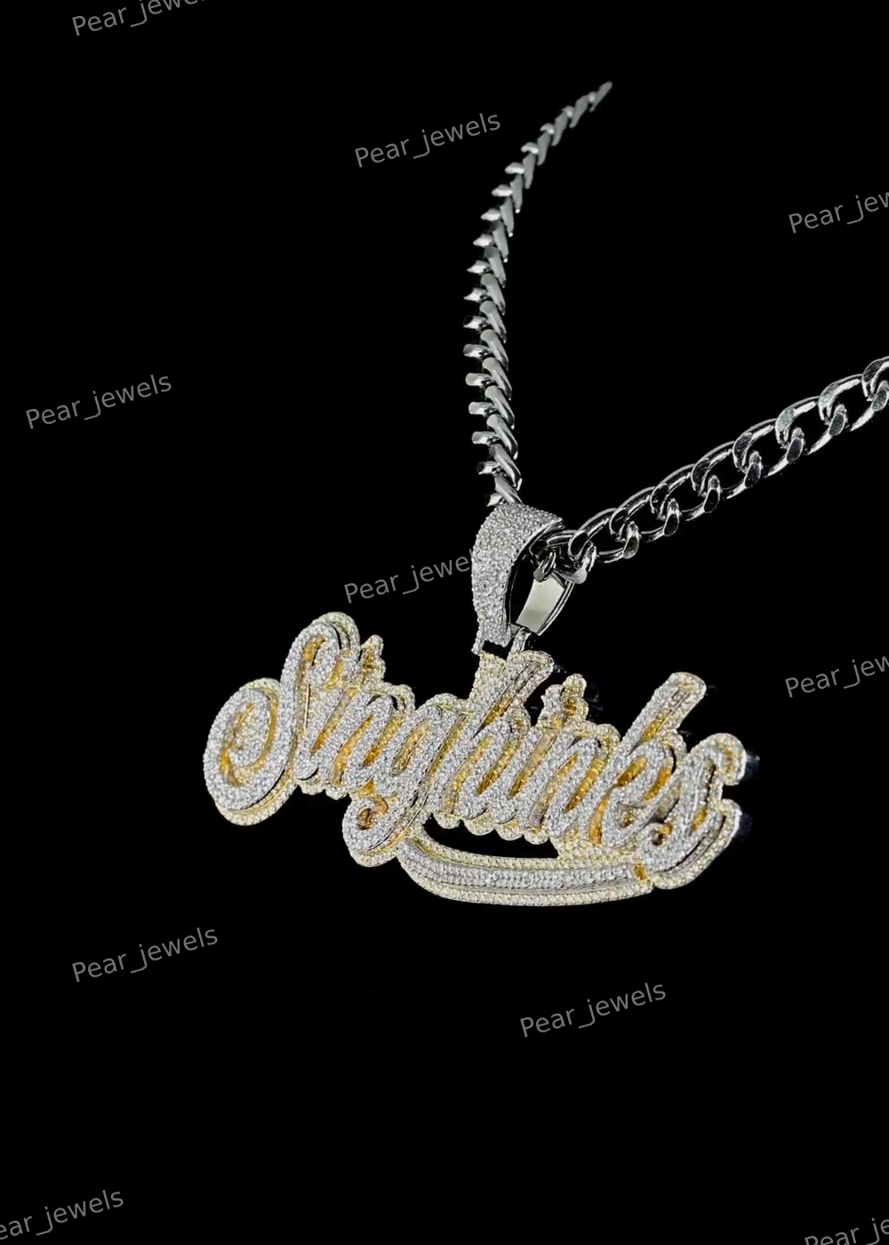 925 Sterling Silver Iced Out Custom Letter Rhodium Plated VVS Moissanite Pendant