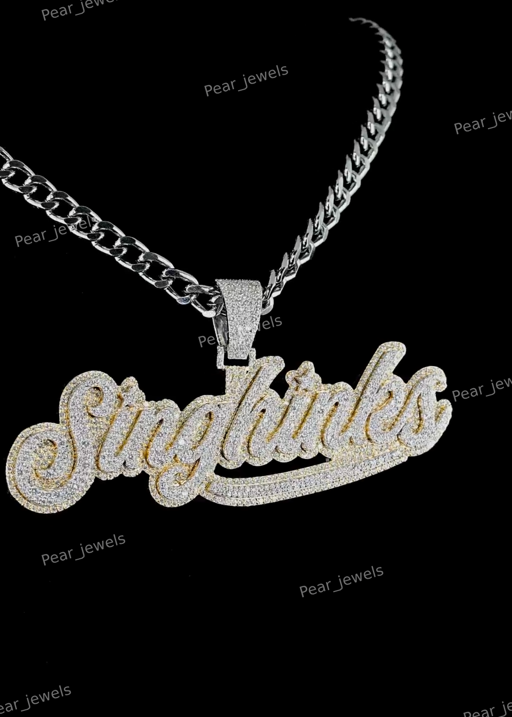 925 Sterling Silver Iced Out Custom Letter Rhodium Plated VVS Moissanite Pendant