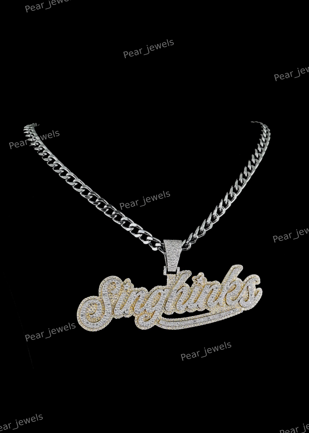 925 Sterling Silver Iced Out Custom Letter Rhodium Plated VVS Moissanite Pendant