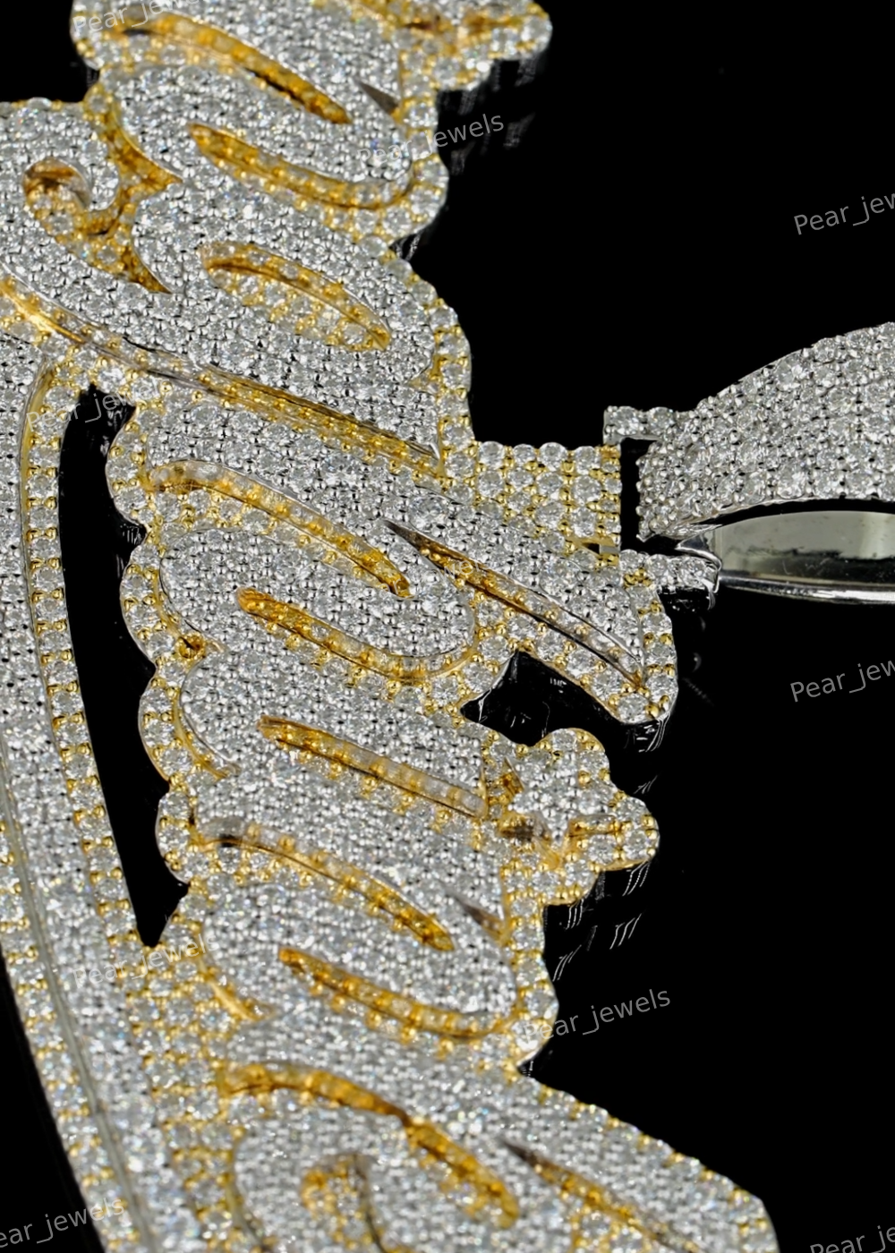 925 Sterling Silver Iced Out Custom Letter Rhodium Plated VVS Moissanite Pendant