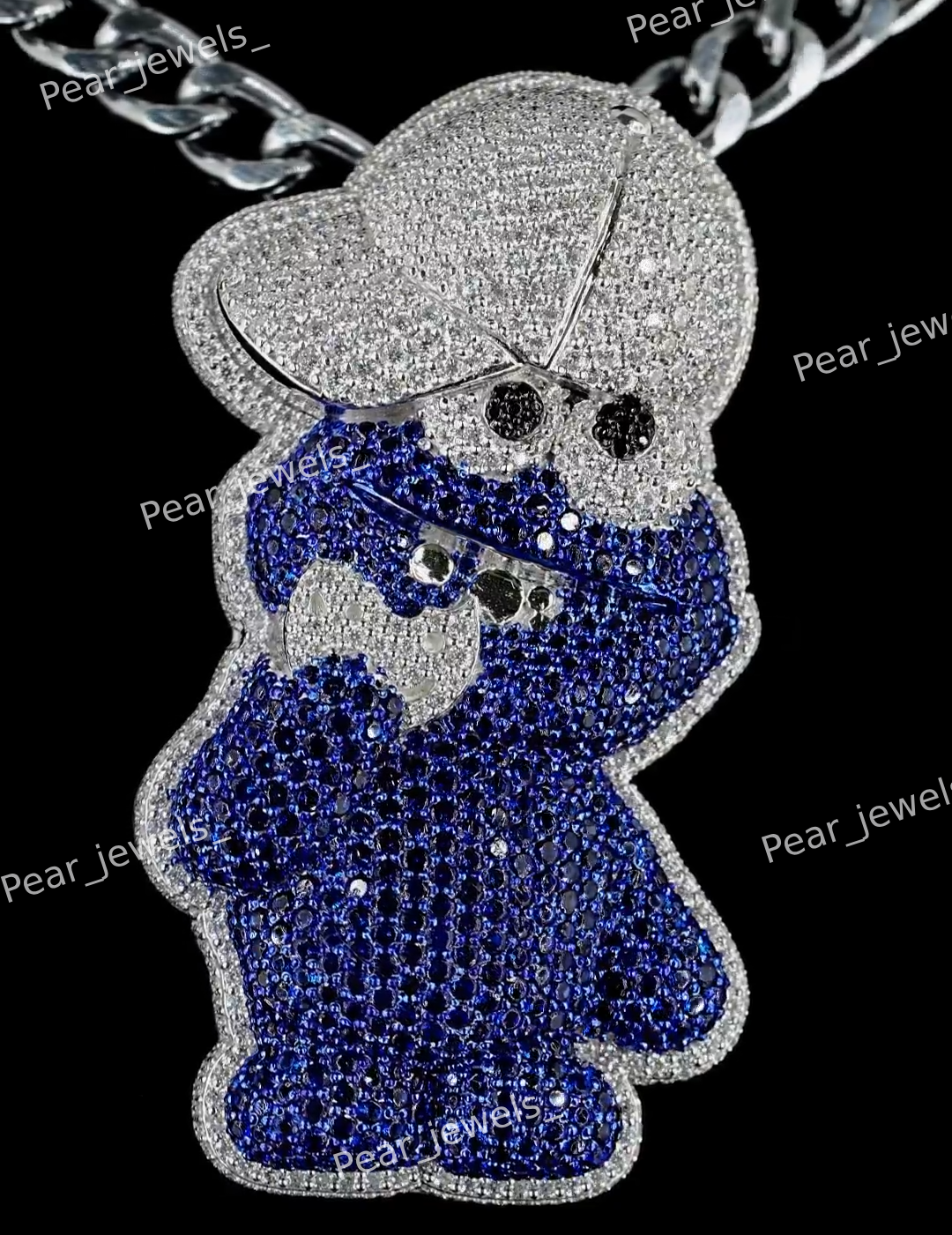 Iced Out Cartoon Face VVS Moissanite 925 Sterling Silver Pendant For Unisex Wear