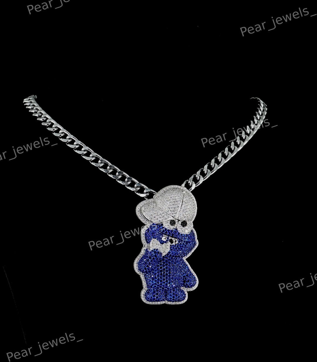 Iced Out Cartoon Face VVS Moissanite 925 Sterling Silver Pendant For Unisex Wear