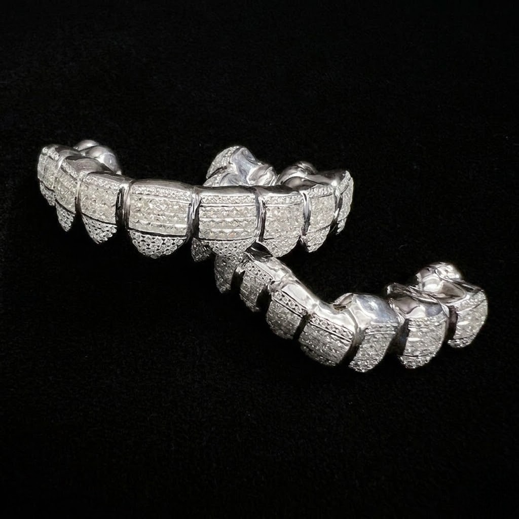 925 Silver Iced Out Custom Moissanite Diamond Hip Hop Teeth Grillz